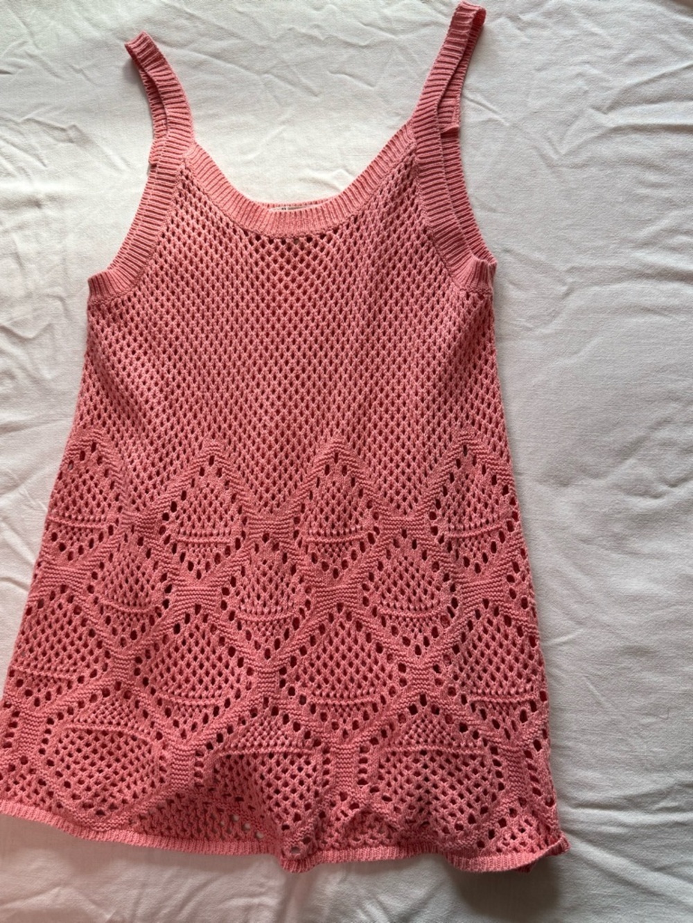 G.H. Bass & Co. 100% cotton Pink Crochet Knit Tank Dress size Large